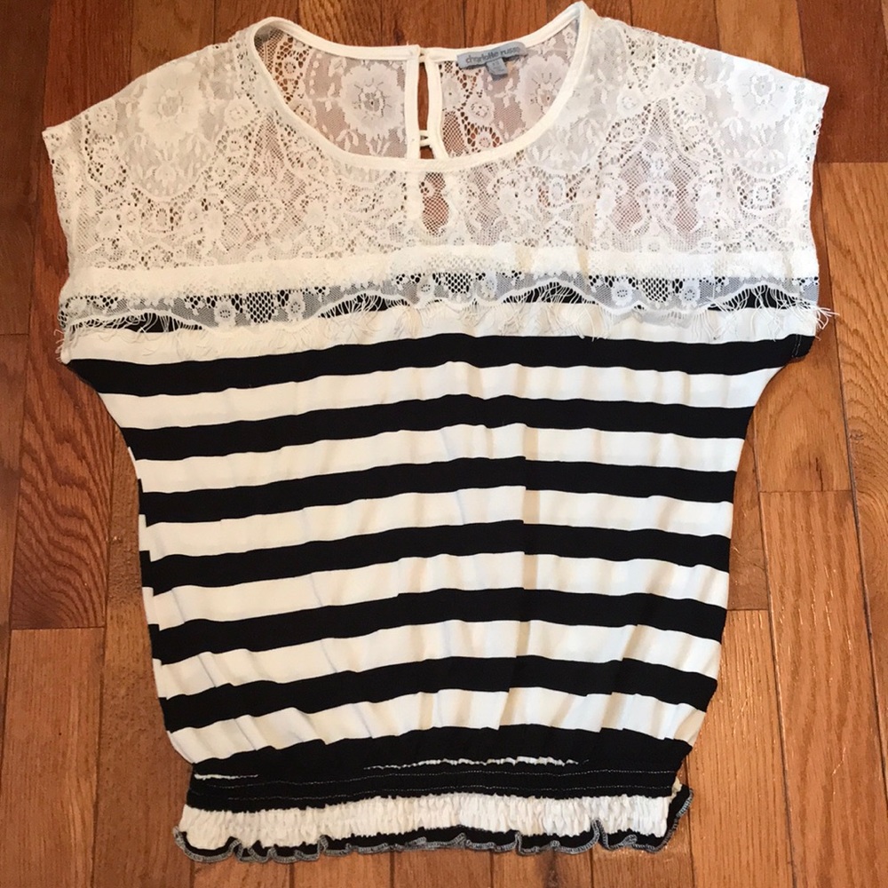 Lace/striped blouse
